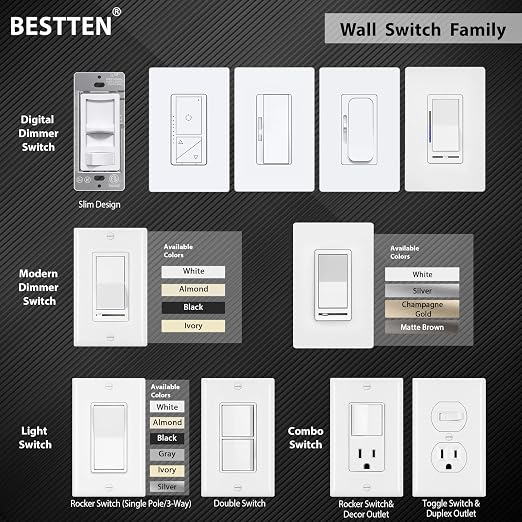 BESTTEN 100 Pack Single Pole Decorator Wall Light Switch - Image 7