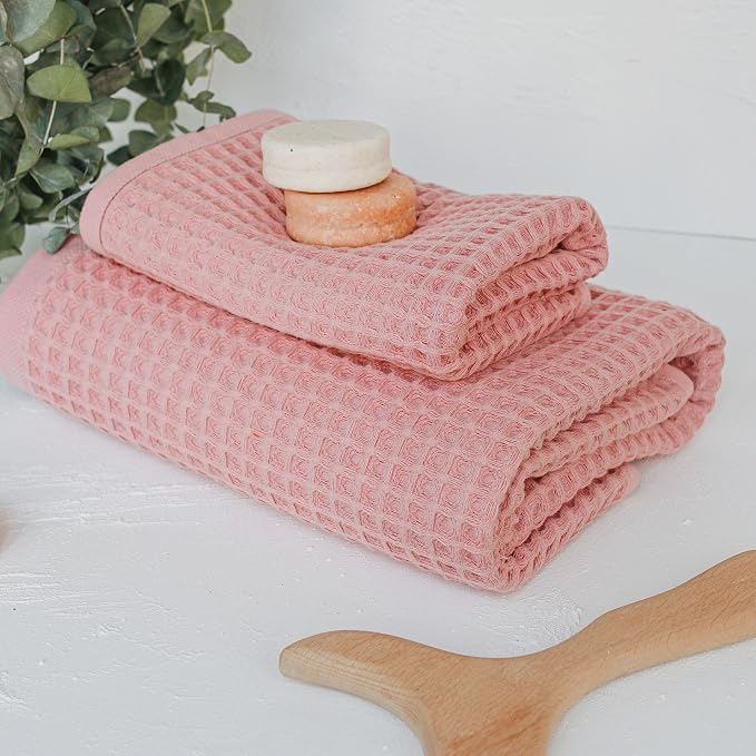 sea me at home Waffle Bath Sheet Set, 100% Turkish Cotton, Includes 1 Bath Sheet - Image 3