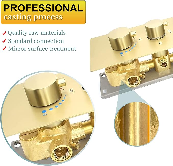 HOMEDEC 4 Way Shower Valve Rough-In and Trim Kit, 5 Handle Control Thermostatic - Image 3