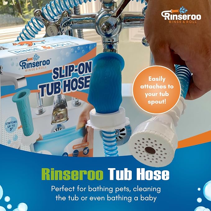 Rinseroo Slip-On Bathtub Faucet Sprayer Attachment. Ultra-Flex Dog Shower - Image 8