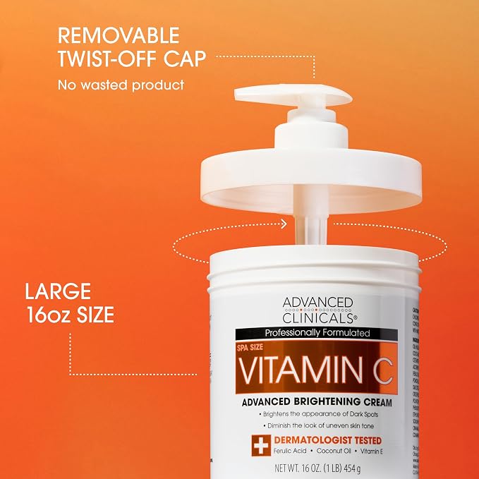 Advanced Clinicals Brightening Vitamin C Cream Moisturizer + Vitamin C Body Oil - Image 2