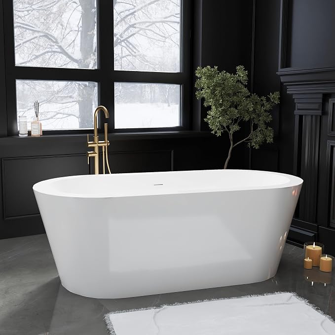 67" Acrylic Freestanding Bathtubs, Stand Alone Tub, Soaking Tubs by MEDUNJESS