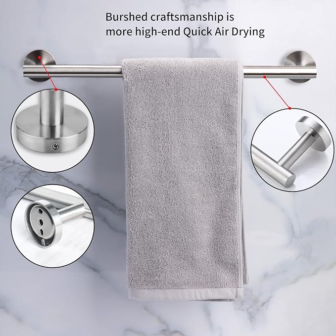 Cilee 8 Piece Brushed Nickel Bathroom Hardware Set, 24inch Bathroom Towel - Image 8