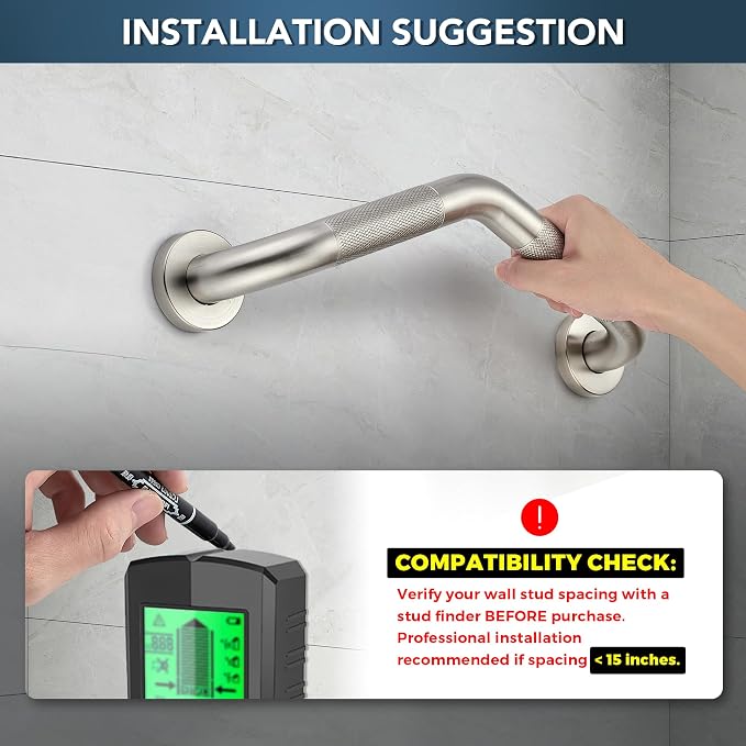 Grab Bars for Bathtubs and Showers- 1-1/4 x 16 Angled Shower Grab Bar for - Image 3