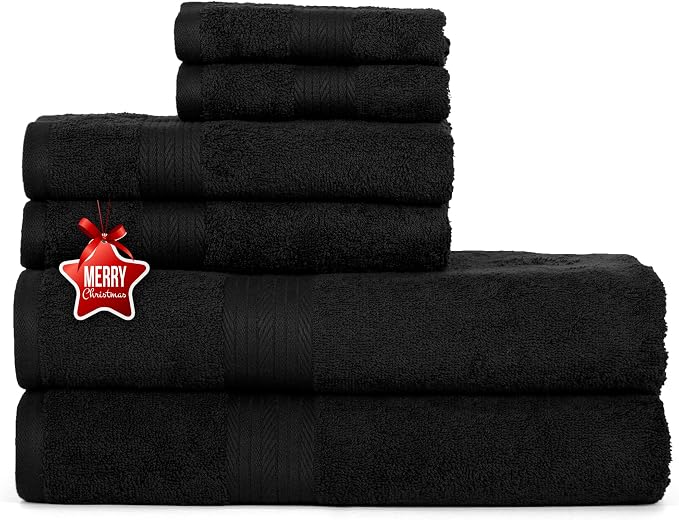 Ample Decor 100% Cotton Luxury 6 Piece Towels Set, 2 Bath Towels, 2 Hand Towels by AmpleDecor