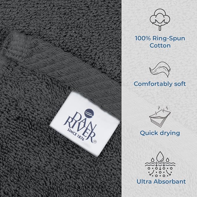 DAN RIVER Pack of 1 Bath Sheet 40x80 Inches, Extra Large Gray Bath Towels - Image 3