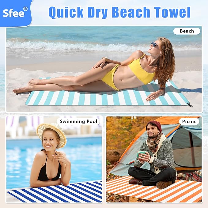 Sfee 4 Pack Microfiber Travel Towel, Beach Towel Quick Dry Towel Camping Towel - Image 5