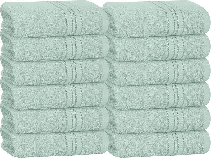 BOUTIQUO Ultra Soft Cotton Washcloths, Contains 12 Piece Face Cloths 12x12 inch by BOUTIQUO