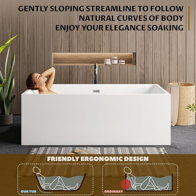 67" Acrylic Free Standing Bathtub - Image 5