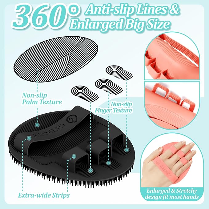 Upgrade Silicone Bath Glove 2PCS, 360° Anti-Slip & Enlarged Silicone Body - Image 4