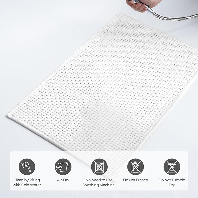 GRANNY SAYS White Bathroom Rugs Non Slip Washable, Absorbent Bath Mats - Image 8