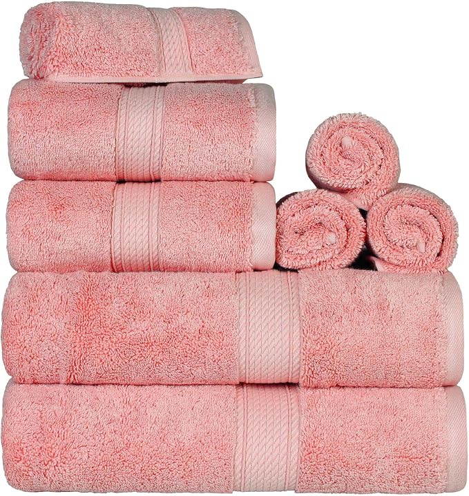 Superior Egyptian Cotton Pile 8 Piece Towel Set, Includes 2 Bath, 2 Hand - Image 2