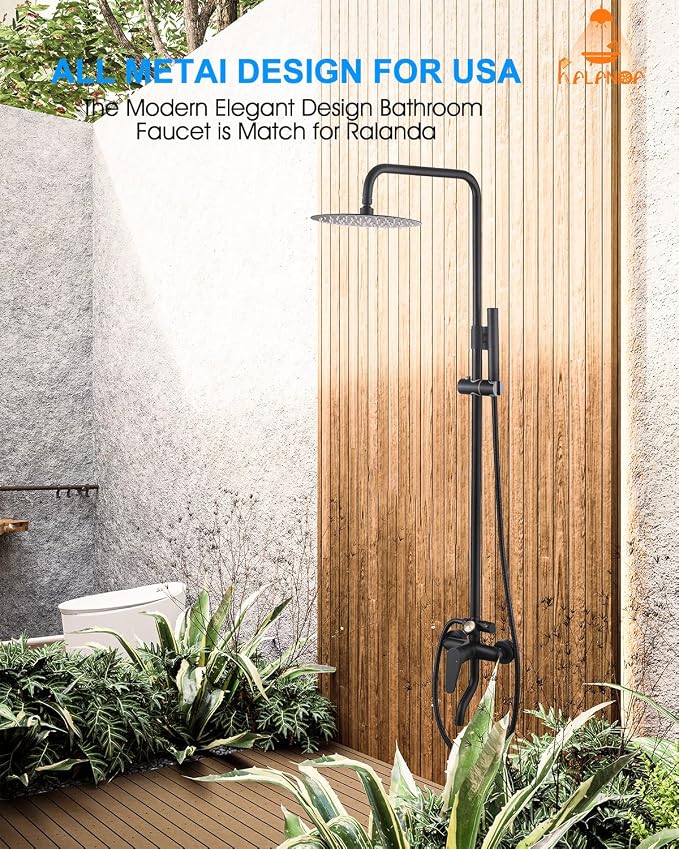 All-Metal Outdoor Shower Fixture, 3 Functions Handle Tub Rainfall Shower Faucet - Image 4