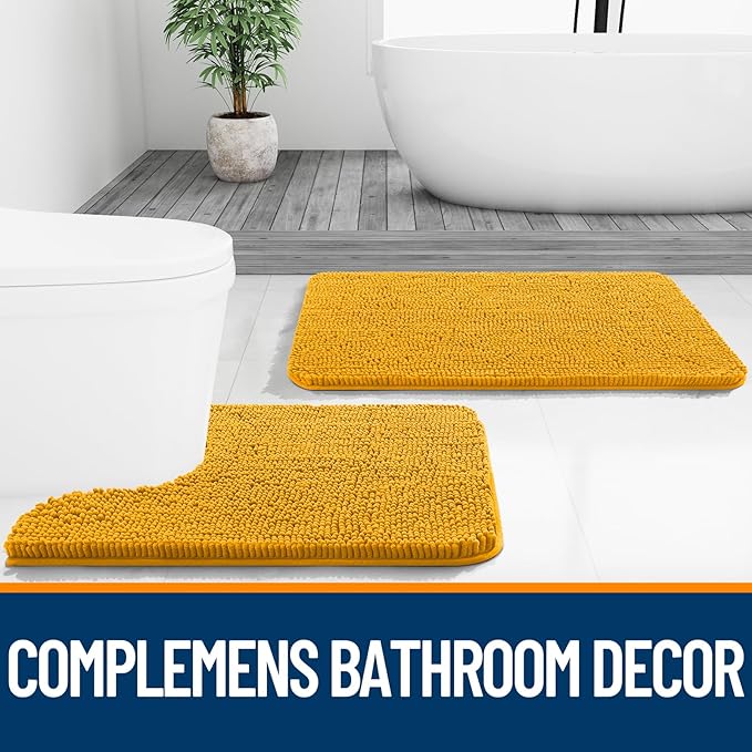 OLANLY Bathroom Rugs 24x16, Extra Soft Absorbent Chenille Bath Rugs, Rubber - Image 7