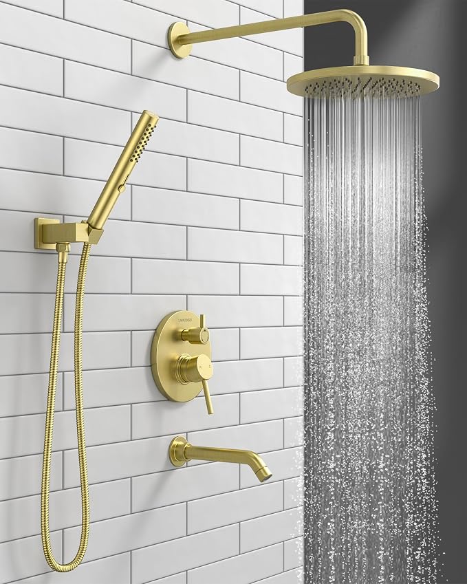 Lava Odoro Modern 3-Setting Round Rain Bathtub and Shower Faucet Set, Rain - Image 2