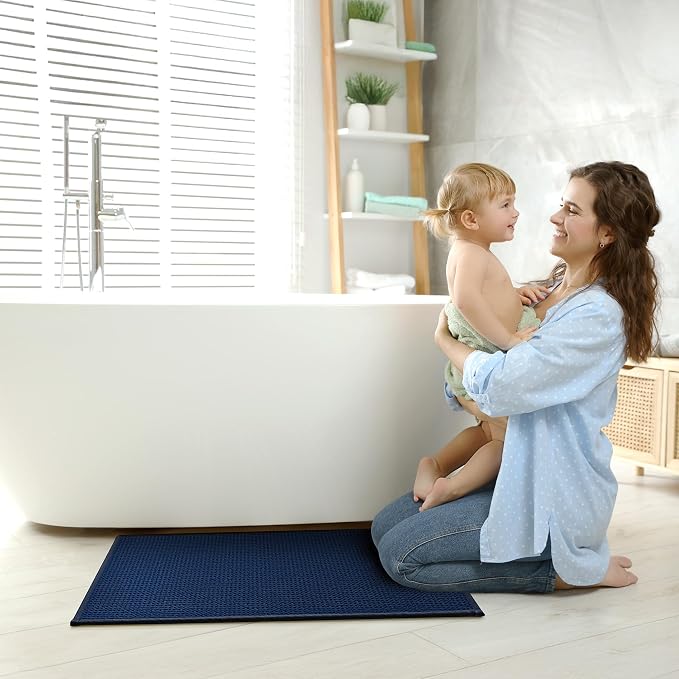 GRANNY SAYS Blue Bathroom Rugs, Absorbent Bath Mats 24" x 16", Soft Chenille - Image 5