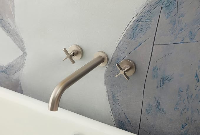 Wall Mount Tub Filler, Two Cross Handle Bathtub Faucet, Extra Long Spout Reach by KOTTISAARI