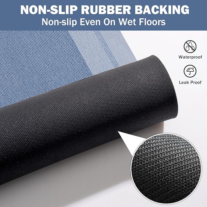 Extra Long Non Slip Bathroom Runner Bath Mat, Rubber Backing Ultra Thin Bath - Image 4