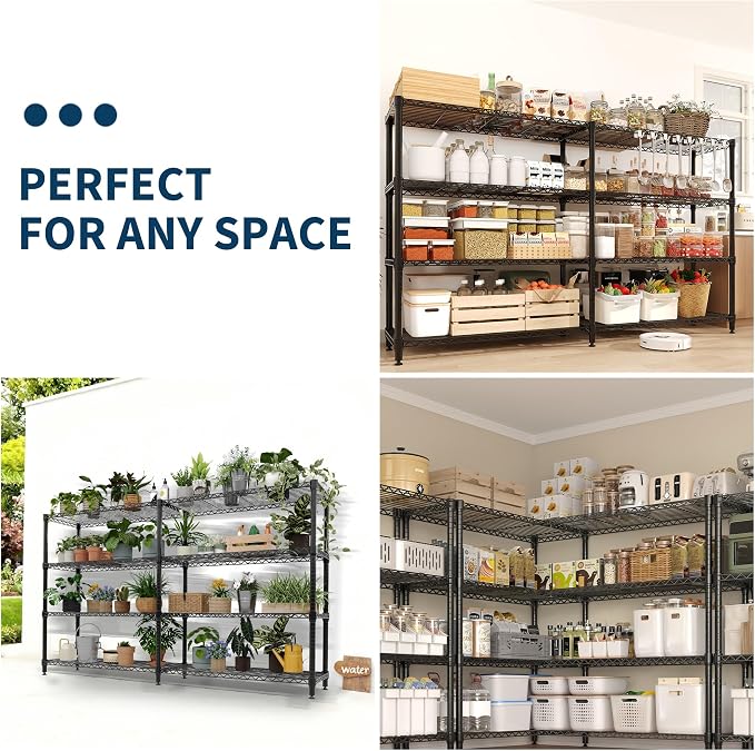 4-Tier Metal Storage Shelves, Adjustable Wire Shelving Unit - Image 6