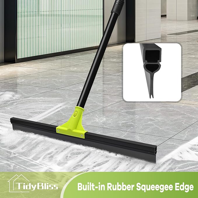 Floor Squeegee Heavy Duty, 24” Rubber Foam Water Scraper Broom, Epoxy Wiper Mop - Image 2