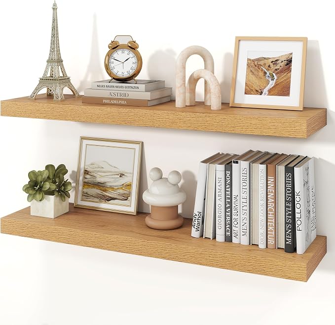 Floating Shelves for Wall, 9.3" Deep Wall Mounted Wood Shelves for Bathroom by Unknown