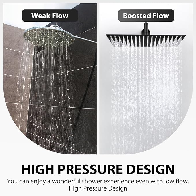 Rain Shower Head, 16 Inches Large Rainfall Shower Head, 304 Stainless Steel Made - Image 3