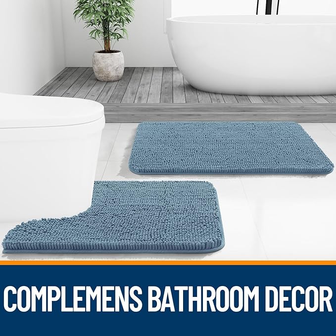 OLANLY Bathroom Rugs Sets 2 Piece, Soft Absorbent Chenille Bath Mats and - Image 6