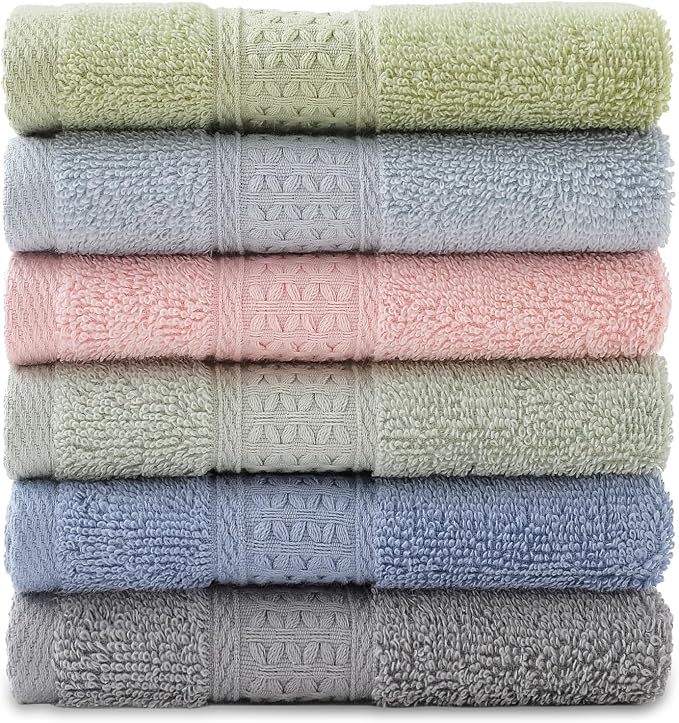 6 Pack 100% Cotton Washcloths Set, Highly Absorbent and Soft Feel Fingertip by Unknown