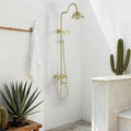 Exposed Shower System Brushed Gold, Antique Brass Shower Faucet Set by Chalirs