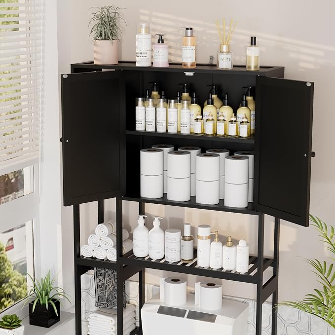 Bamboo Over The Toilet Storage, Above Toilet Organizer Storage Shelf Stand - Image 3