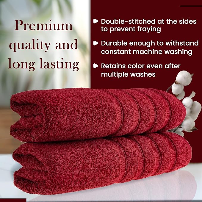 HALLEY Turkish 2 Pack Premium Bath Towels 650 GSM Highly Absorbent Super Soft - Image 5