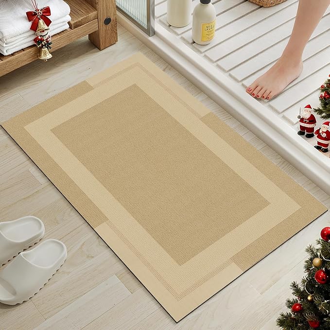 Non Slip Bath Mat, Rubber Backing Ultra Thin Bathroom Rugs Fit Under Door Quick by YDKGL
