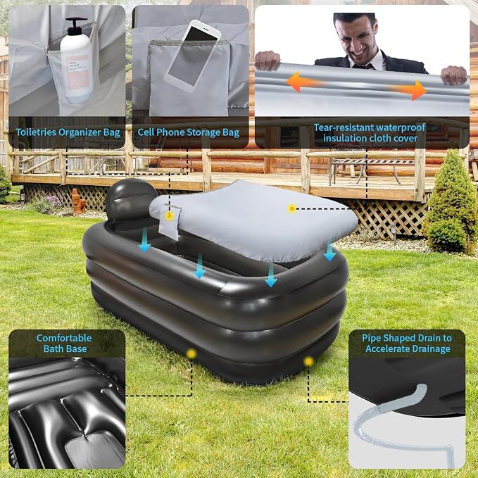 Nevife Inflatable Ice Bath Tub for Adults- Blow Up Bathtub - Image 2