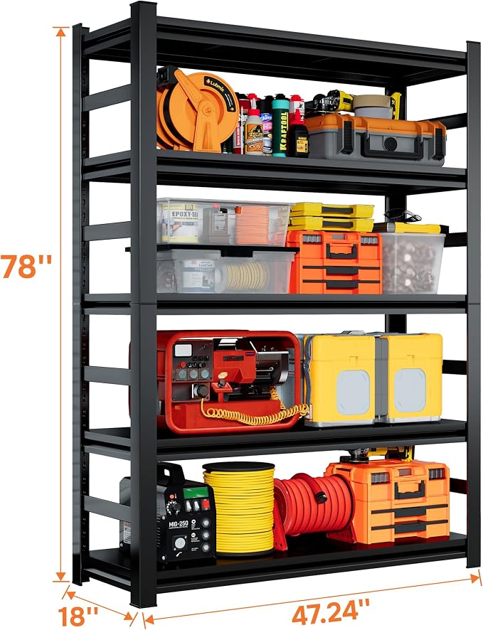 Heavy Duty Garage Shelving Unit, 5-Tier Adjustable Metal Shelves - Image 3