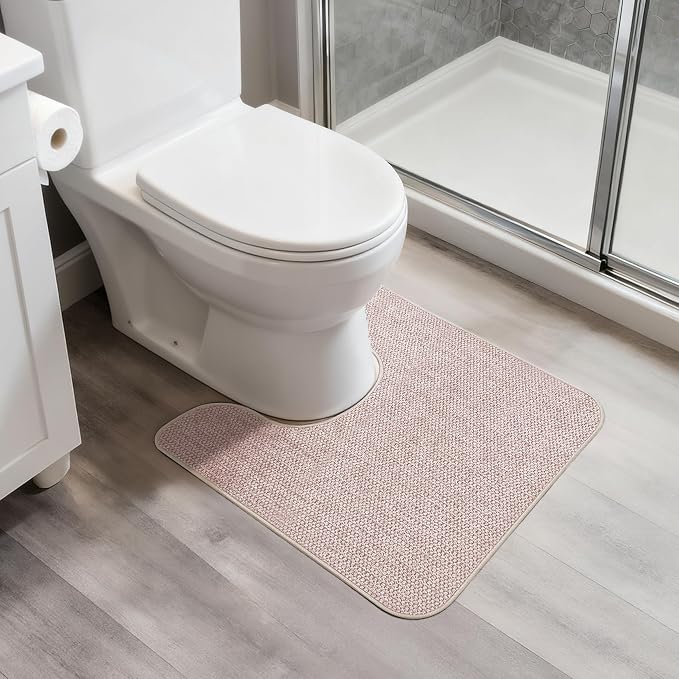 Toilet Rugs U Shaped Bathroom Rug, Machine Washable Non Slip Quick Dry Super by BosapDirect