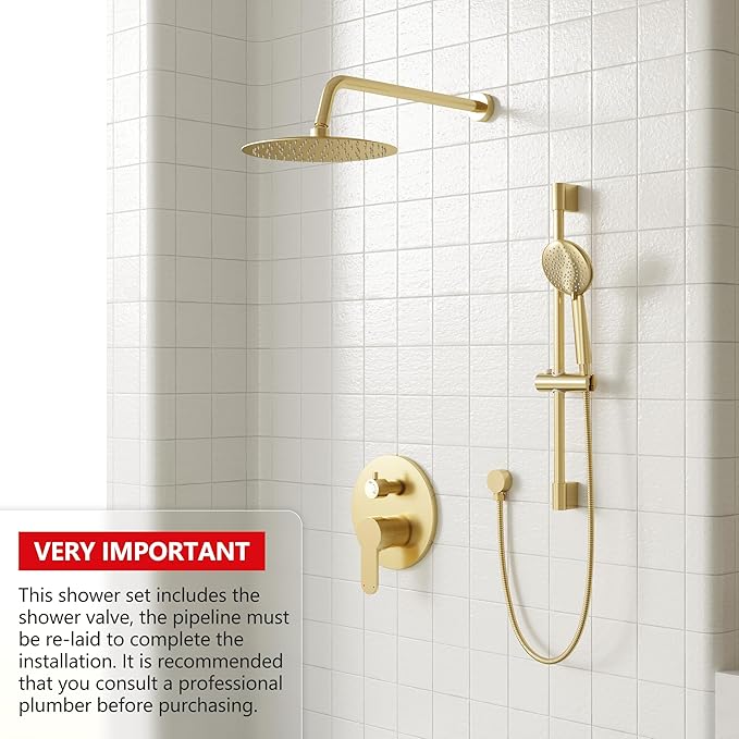 Gabrylly Shower System, High Pressure 12" Rain Shower Head - Image 3