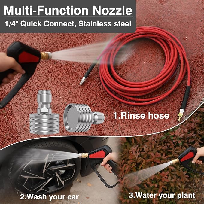 Sewer Jetter Kit 100FT for Pressure Washer, 5800 PSI Drain Cleaner Hose 1/4 - Image 4