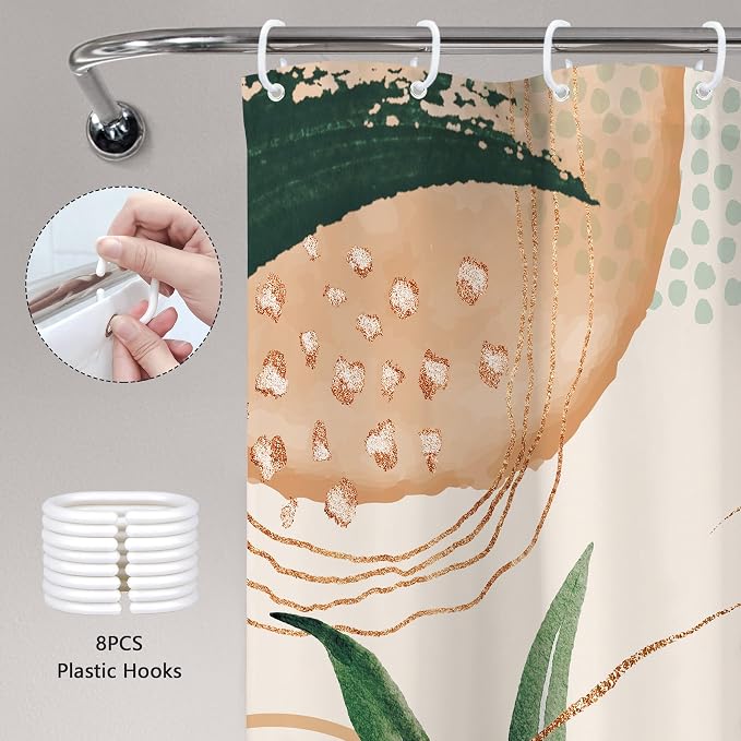 Boho Shower Curtain 48Wx72H Small Stall Narrow Abstract Mid Century Tropical - Image 6