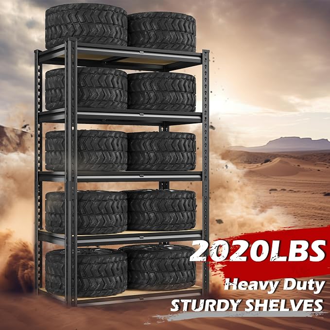 REIBII Storage Shelves 5 Tier Adjustable Garage Shelving Heavy Duty Metal - Image 4