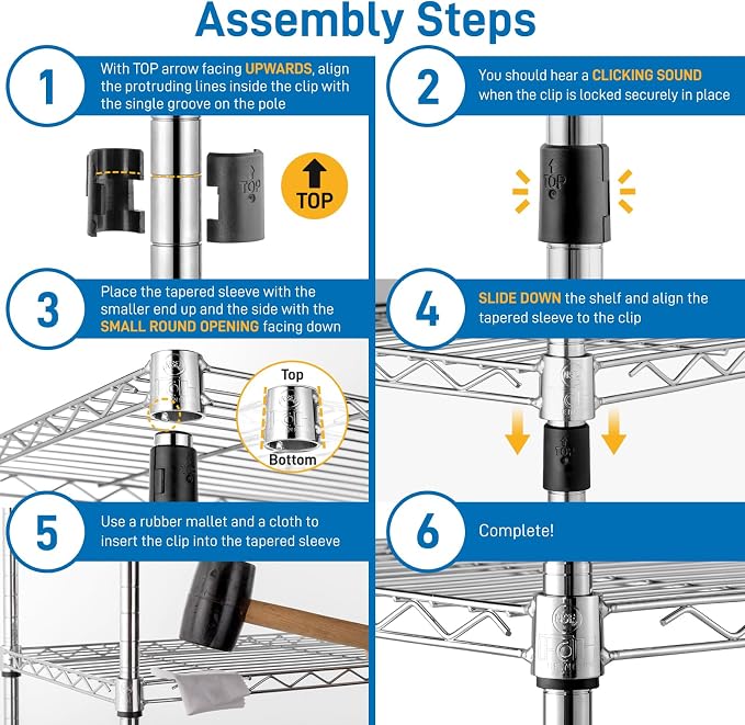 4 Tier Storage Racks Shelving, Heavy Steel Pantry Shelves, Adjustable Wire - Image 6