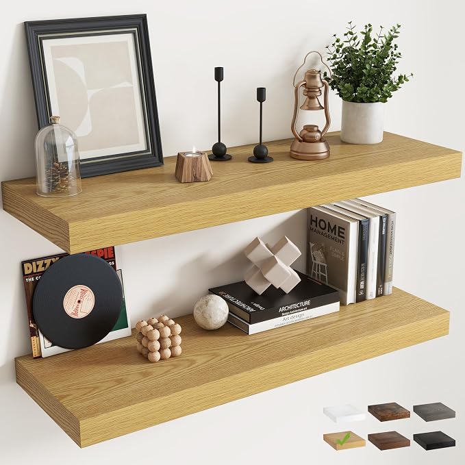 40 Inch Long Floating Shelves for Wall Set of 2, Easy Install Engineered Wood by Marsmiles
