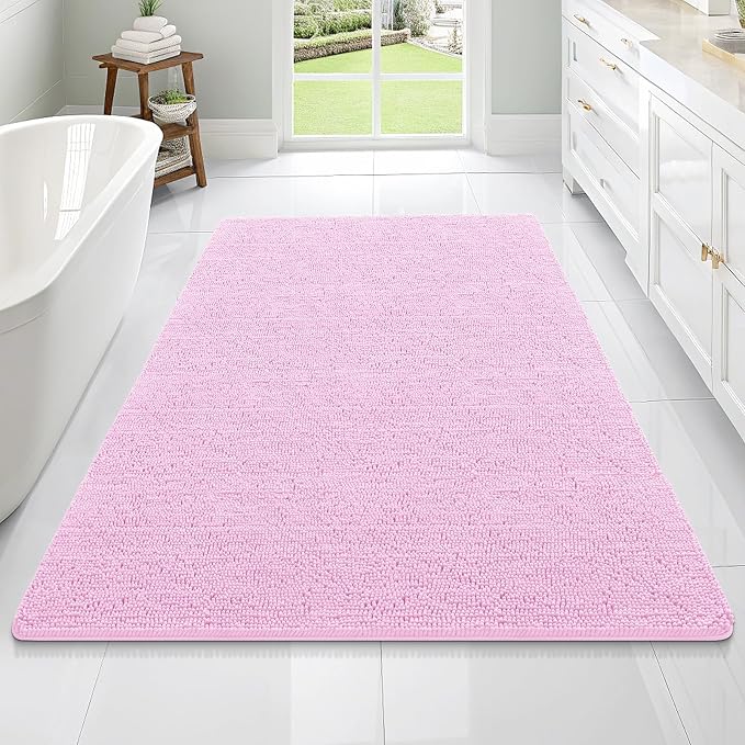 OLANLY Bathroom Rugs 70x46, Extra Soft Absorbent Chenille Bath Rugs, Rubber by OLANLY