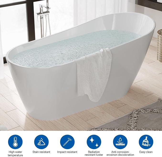 67 Inch Acrylic Freestanding Bathtub, Bathtub - Image 5