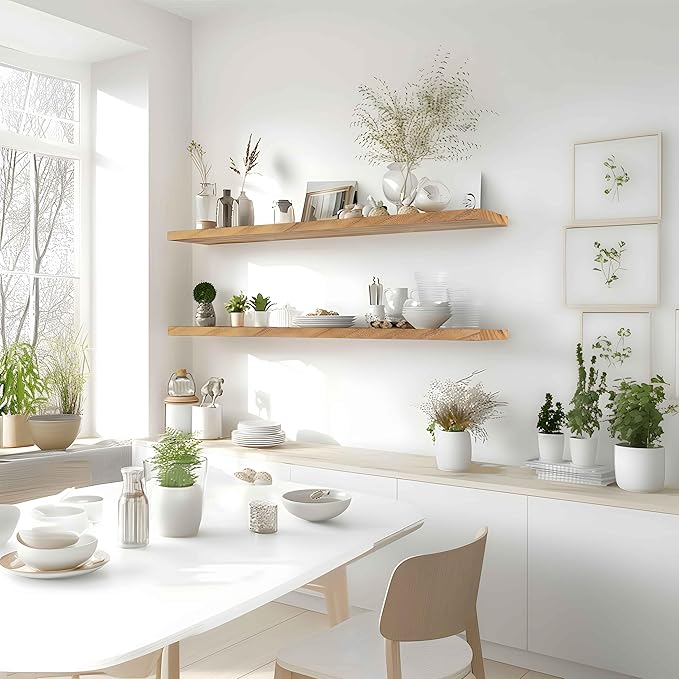 48 Inch Floating Shelves for Wall Rustic Light Wood Wall Shelves for Bedroom - Image 6