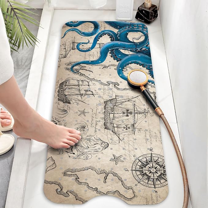 Bathtub Mat Non Slip, Octopus Extra Long Bath tub Mat Shower Floor Mat - Image 6