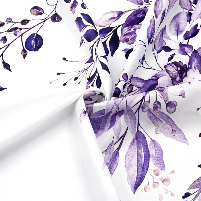Gibelle Long Shower Curtain 72 x 78, Watercolor Plant Eucalyptus Leaves Fabric - Image 3