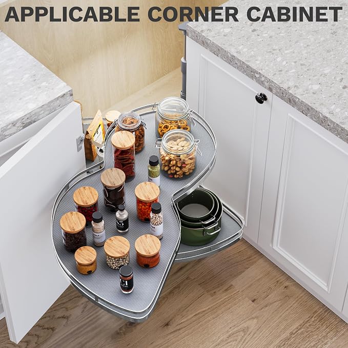 DWVO Corner Cabinet Organizer, 2-Tier Blind Corner Pull Out - Image 2