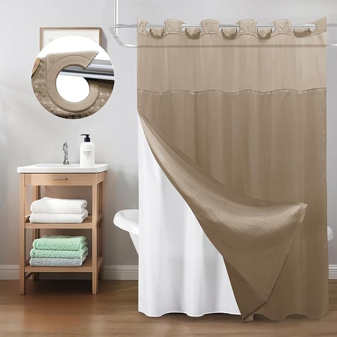 Inhousolu Extra Long No Hook Shower Curtain - Image 8