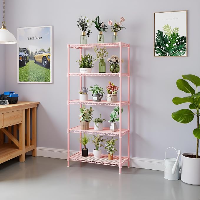 5 Tier Storage Racks Shelving, Heavy Steel Pantry Shelves, Adjustable Wire - Image 9