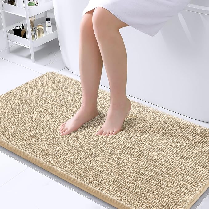 OLANLY Bathroom Rugs 45x27, Extra Soft Absorbent Chenille Bath Rugs, Rubber by OLANLY
